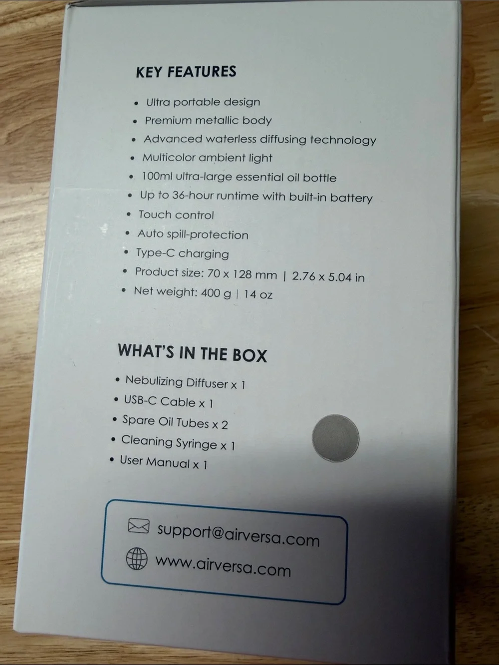 Waterless Diffuser 36 hour charge Wireless 100ml NEW! #VB6